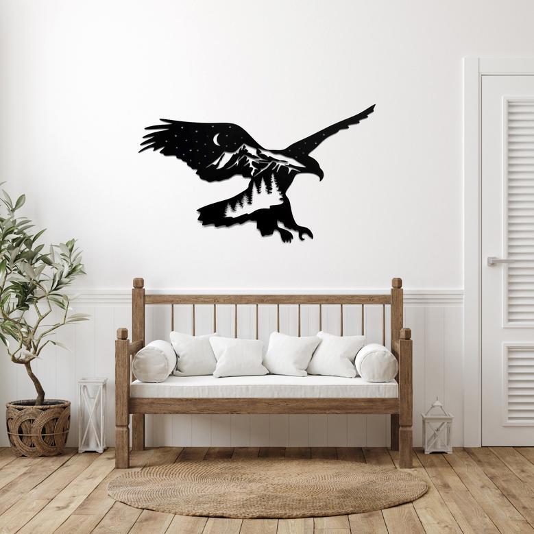 Rustic Metal Wall Art of Mountain Eagle | Nature-Inspired Home Decor