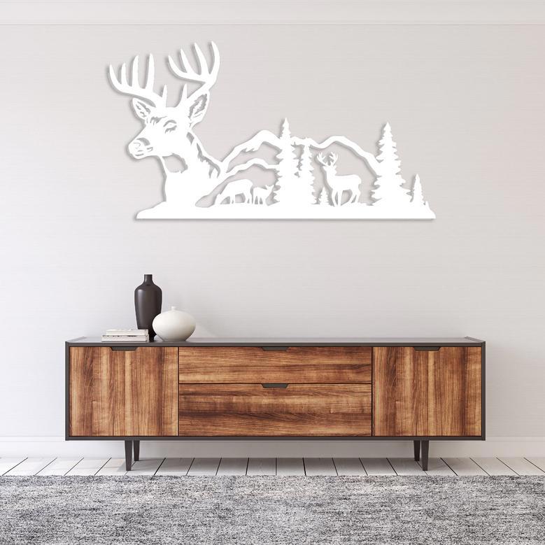 Custom Deer Mountain View Metal Wall Art for Home Decor