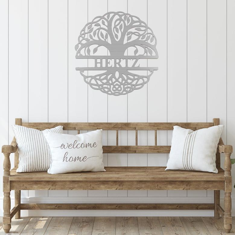 Customized Family Tree Monogram Metal Wall Art Sign Decor