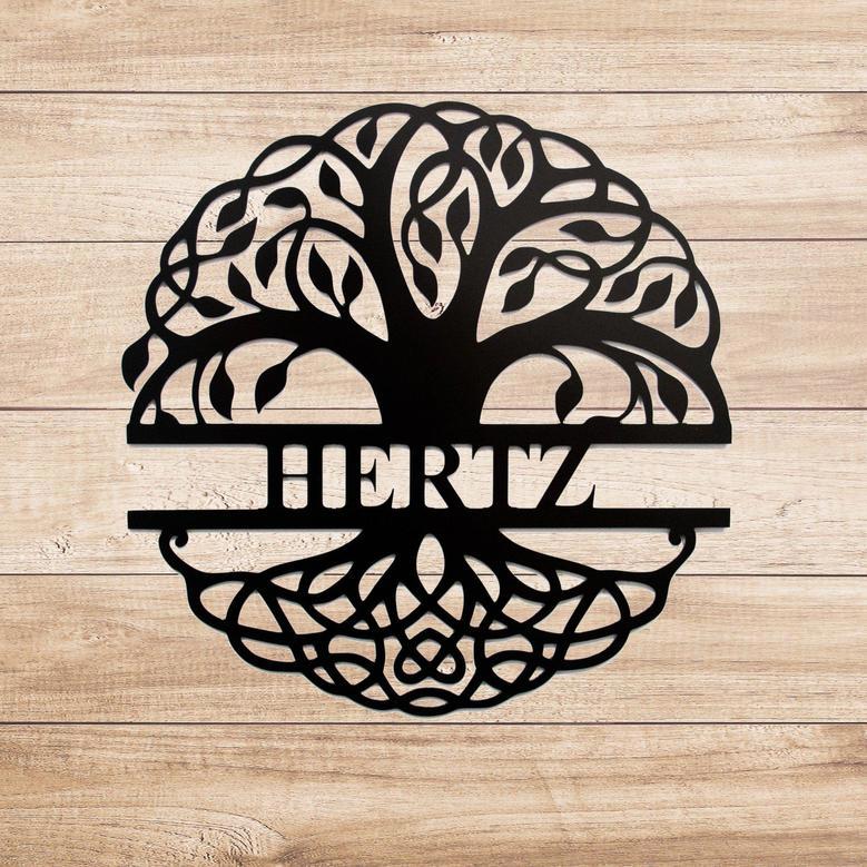 Customized Family Tree Monogram Metal Wall Art Sign Decor