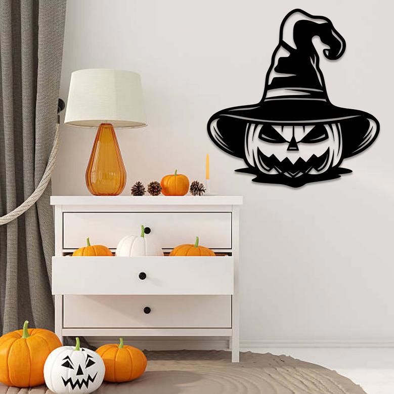 Halloween Pumpkin Witch Metal Wall Art for Spooky Décor