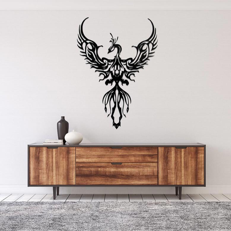 Rising Phoenix Metal Wall Art - Unique Home Décor Piece