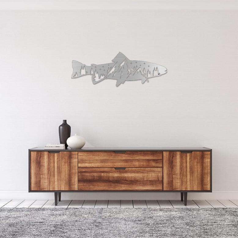 Trout Fish Design Metal Wall Art for Home Décor