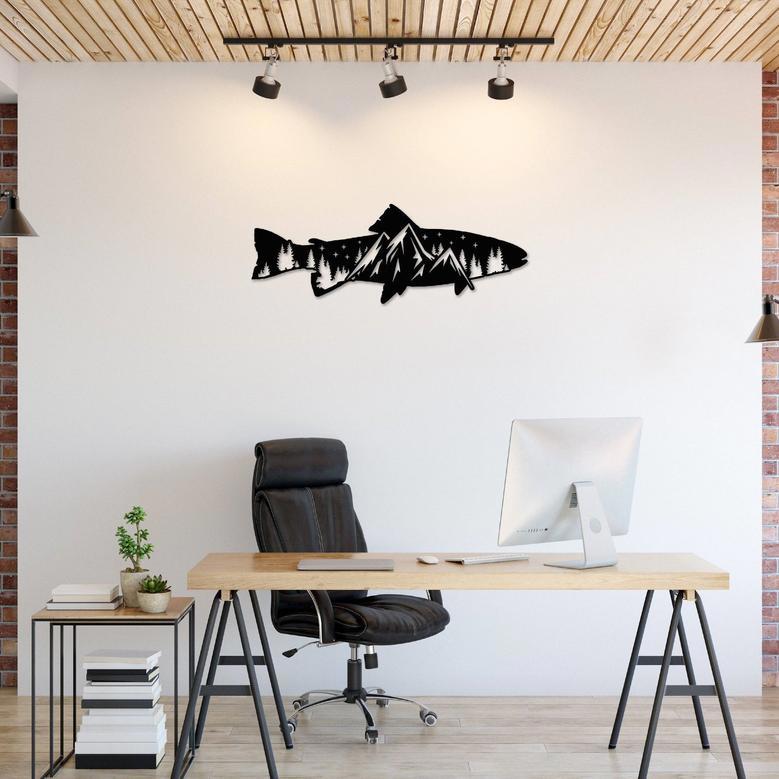 Trout Fish Design Metal Wall Art for Home Décor