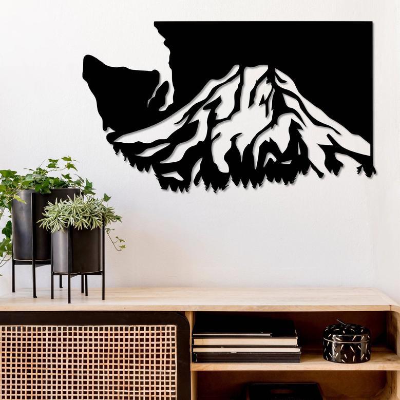 Washington Mt Rainier Metal Wall Art for Home and Office Decor