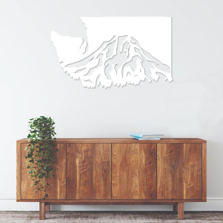 Washington Mt Rainier Metal Wall Art for Home and Office Decor