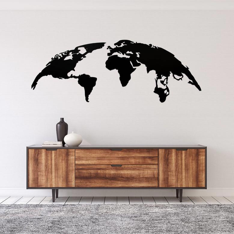 Elegant World Map Metal Wall Art for Travel Lovers