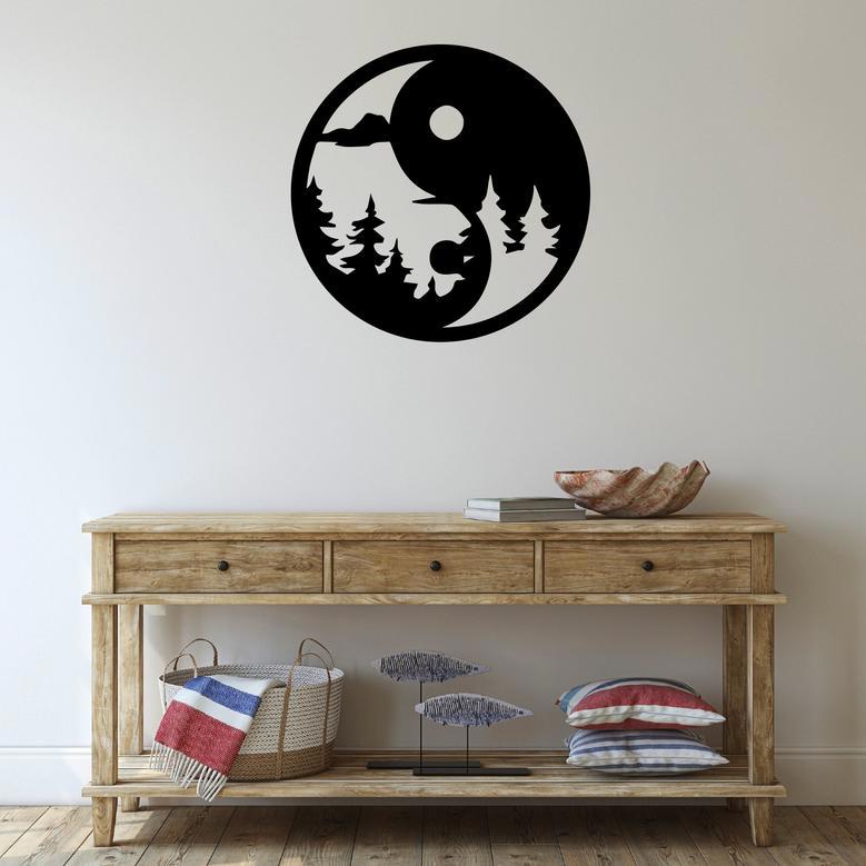 Yin Yang Metal Wall Art Decor for Homes and Offices