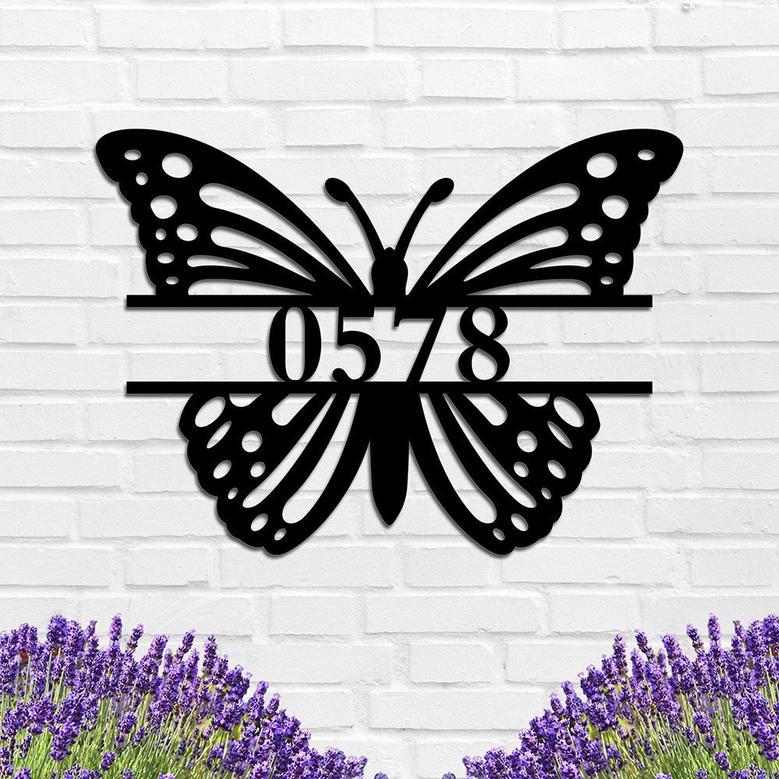 Personalized Butterfly Address Sign Outdoor Metal House Numbers