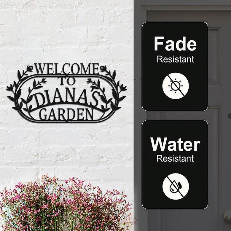 Personalized Hanging Metal Welcome Sign for Your Garden