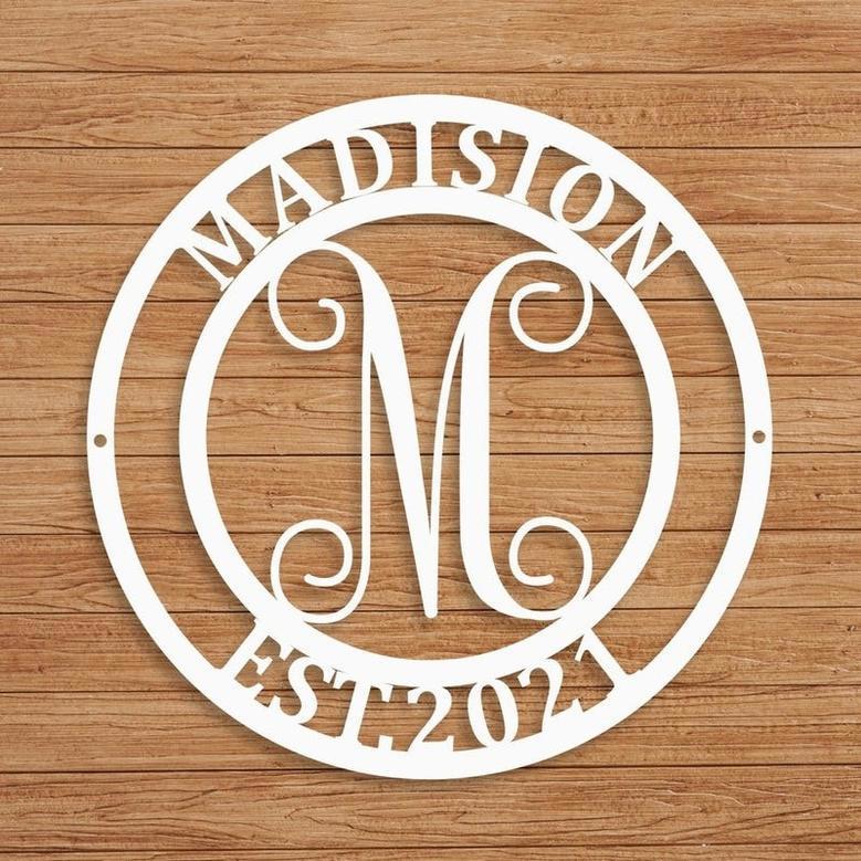 Personalized Custom Monogram Last Name Metal Wall Sign