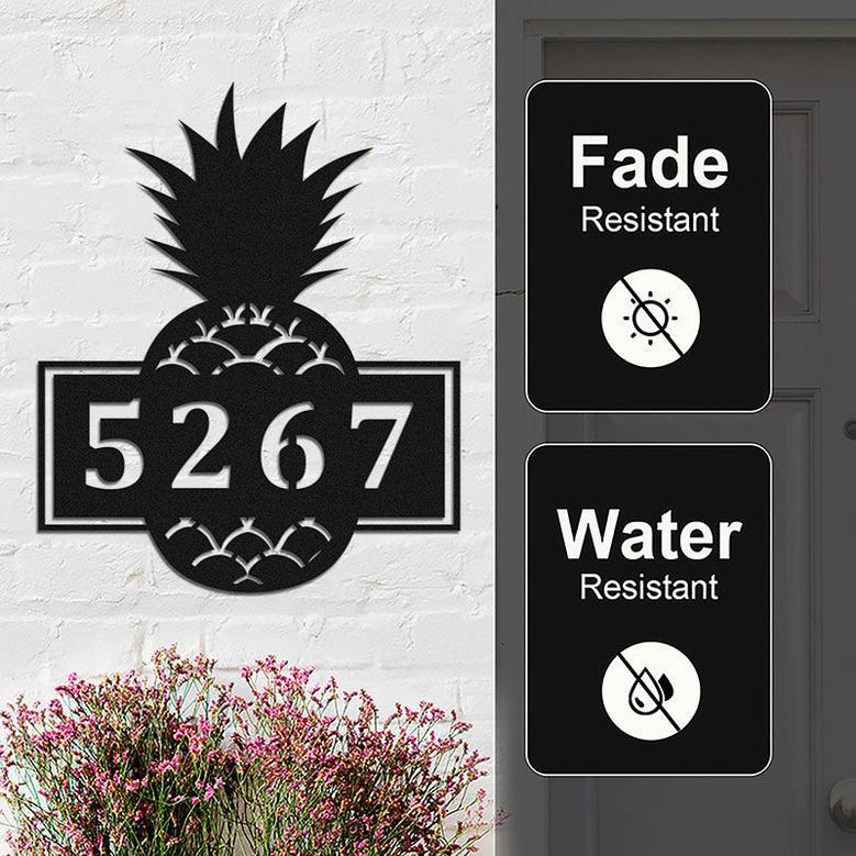 Personalized Pineapple Metal Address Sign with House Numbers