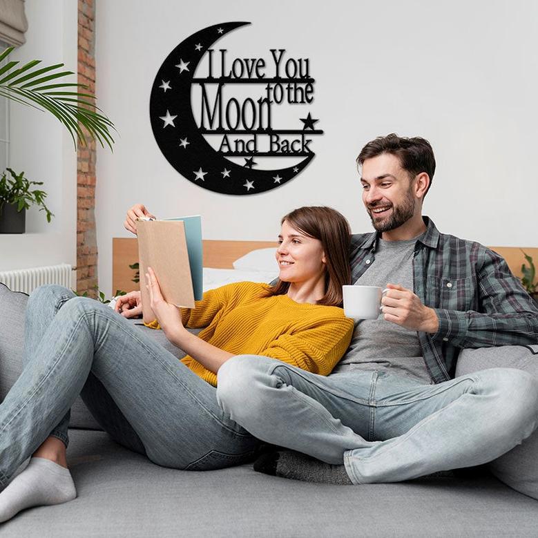 I Love You To The Moon And Back Creative Metal Wall Art Decoration