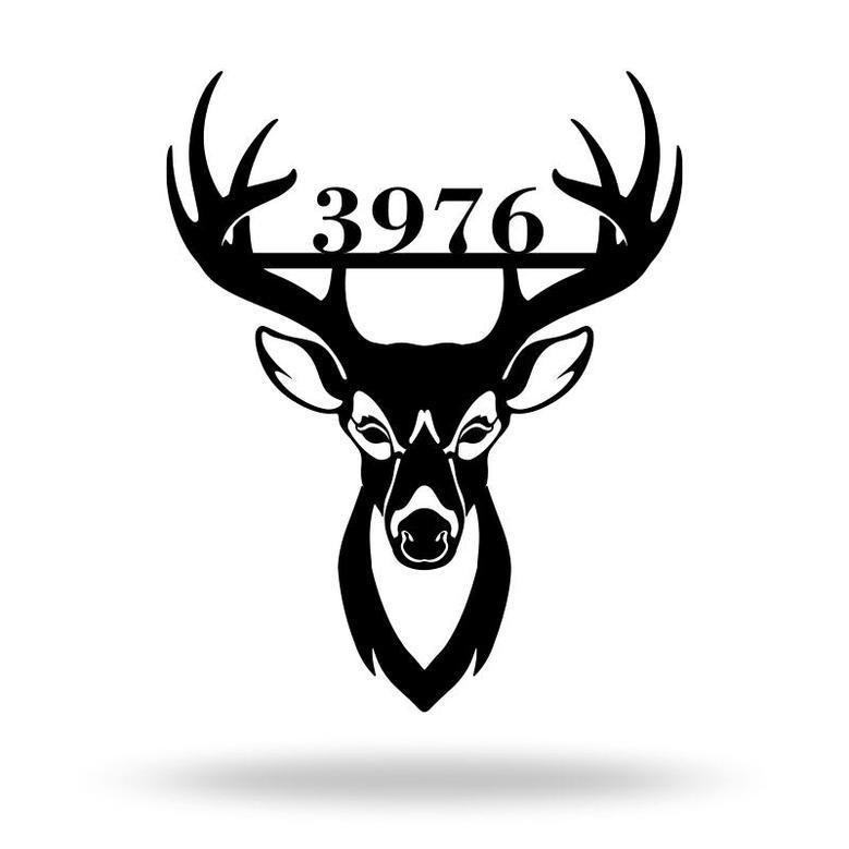 Custom Deer Head Metal Address Sign for Home Numbers