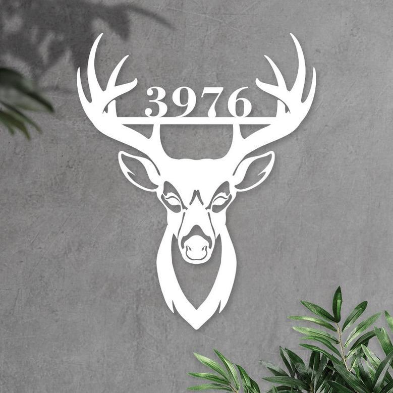 Custom Deer Head Metal Address Sign for Home Numbers