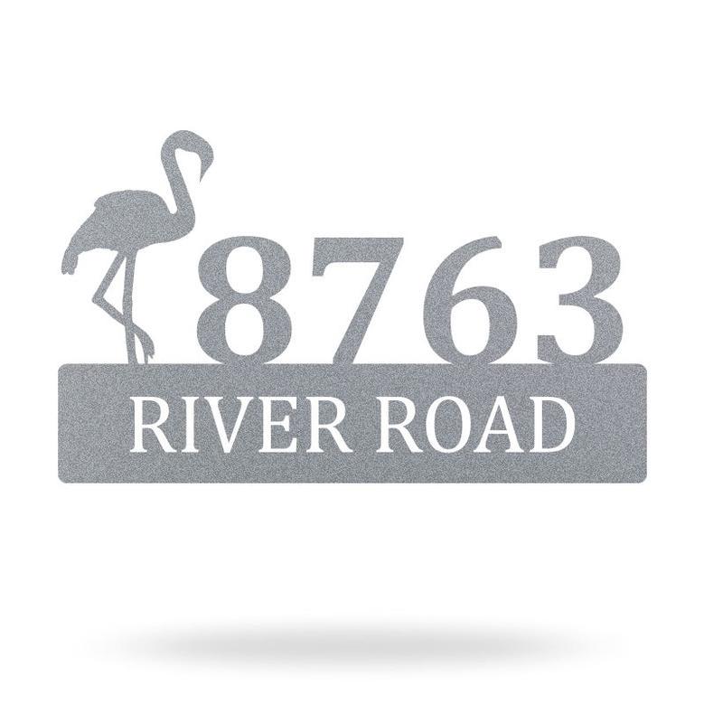 Custom Flamingo Metal Address Sign with House Numbers Plaque