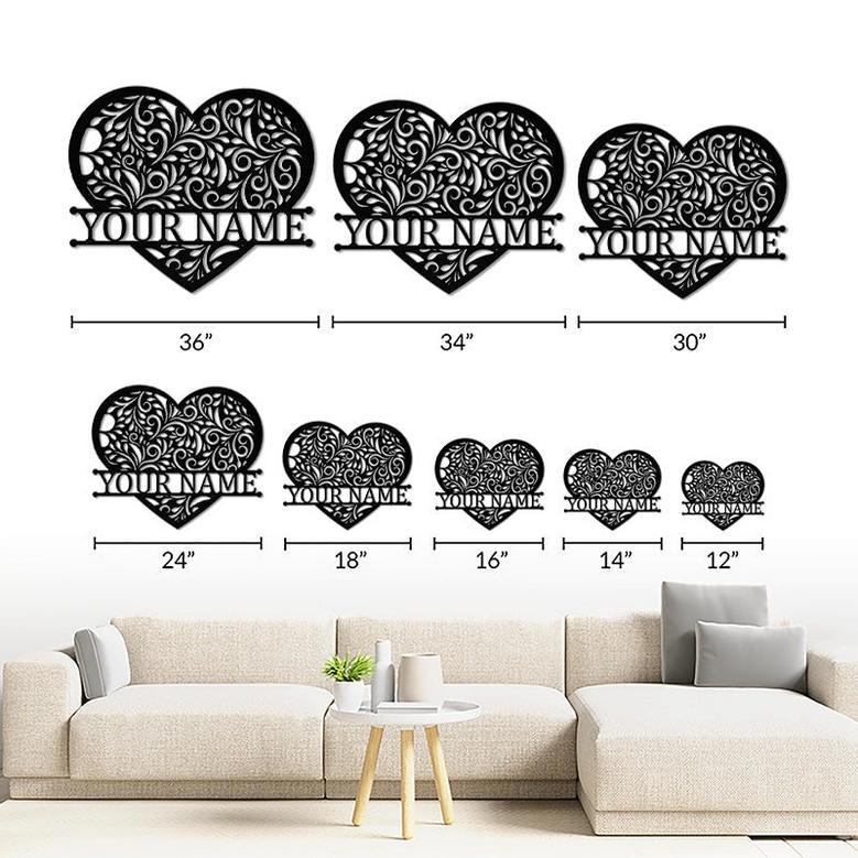 Custom Metal Hearts Monogram Wall Art for Anniversary Gift