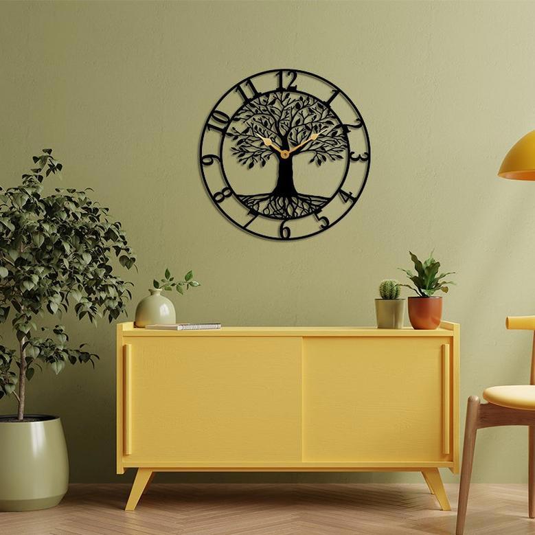 Tree of Life Metal Wall Clock Decor for Home