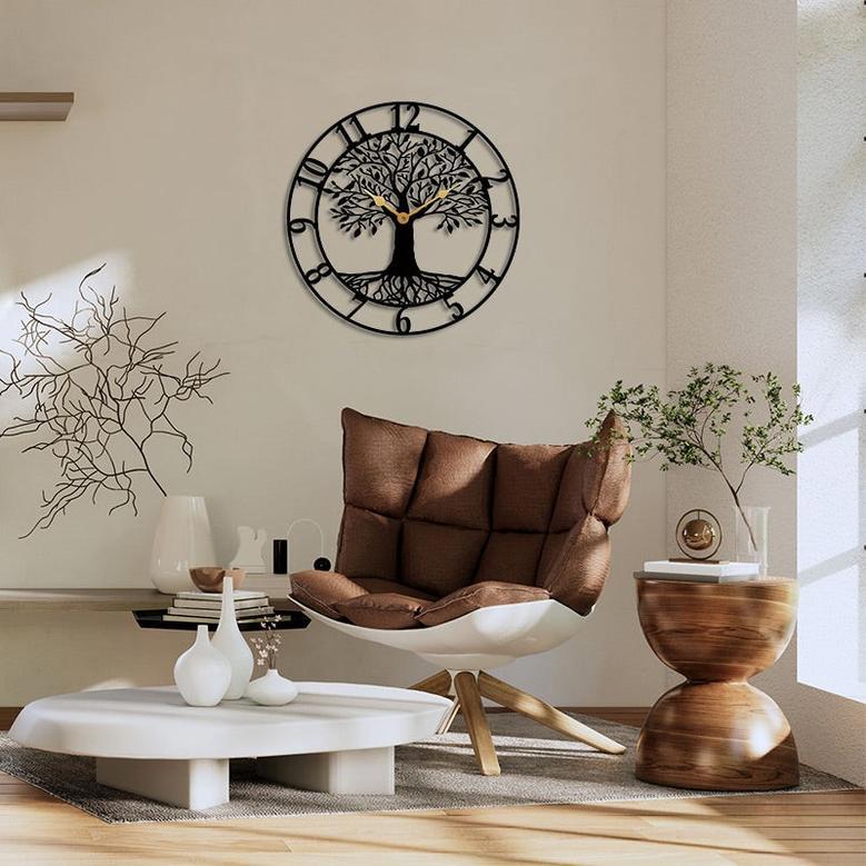 Tree of Life Metal Wall Clock Decor for Home