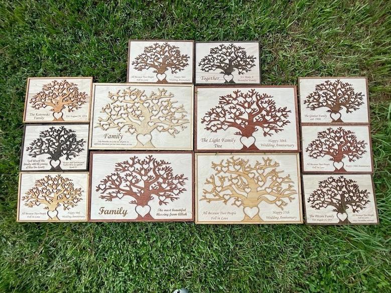 Custom Family Tree Layer Wood Sign – Wedding And Anniversary Gift for Parents