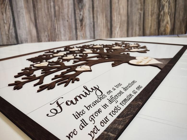 Custom Family Tree Layer Wood Sign – Wedding And Anniversary Gift for Parents