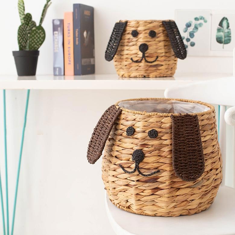 Animal Shaped Wicker Basket Planter for Indoor Decor