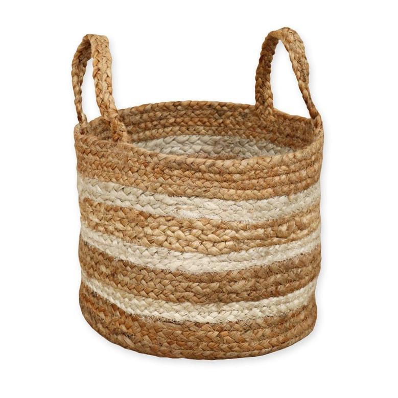 Classic Round Foldable Woven Storage Basket for Laundry