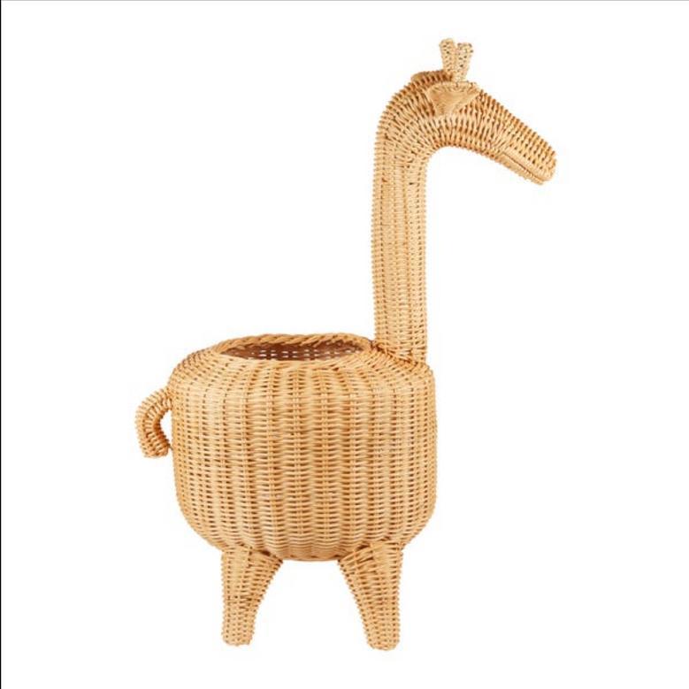 Cute Handwoven Giraffe Head Wicker Basket for Kids