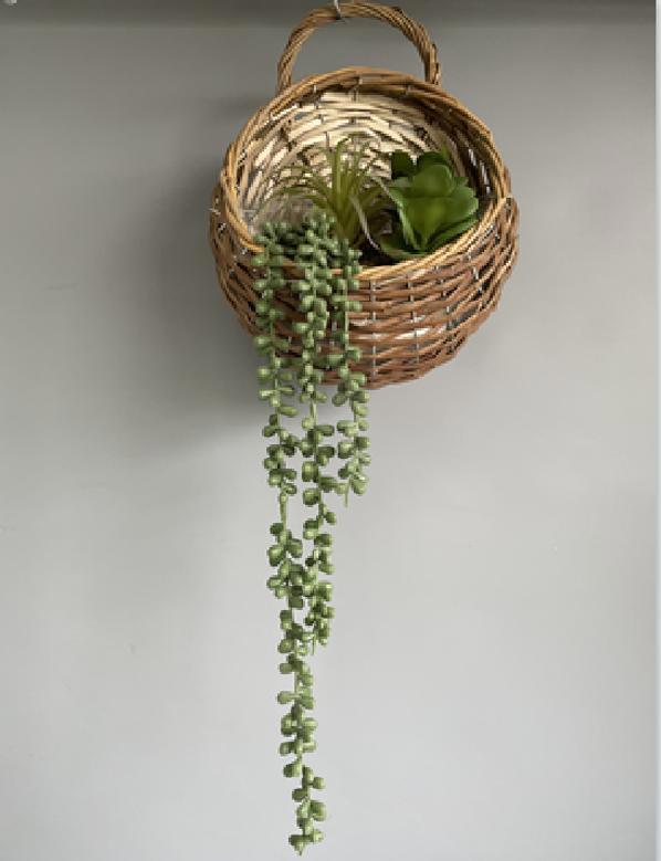 Hand Woven Wicker Hanging Basket for Outdoor Plant Decor