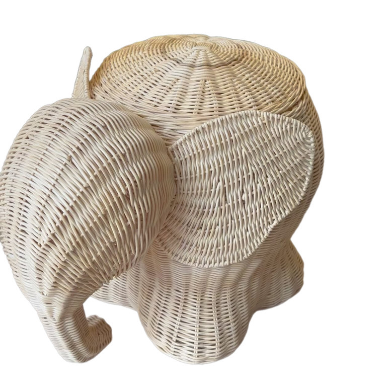 Rattan Elephant Storage Basket - Wicker Hamper for Kids Room ...