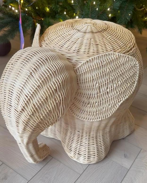 Handcrafted Wicker Elephant Storage Basket for Kids and Babies