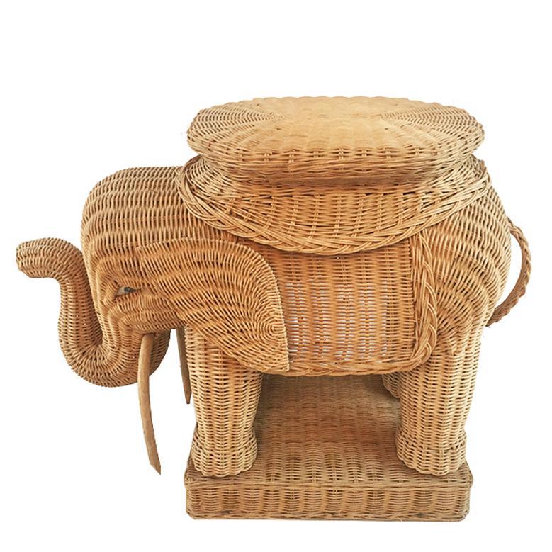 Handmade Rattan Elephant Stool Eco-Friendly Antique Design