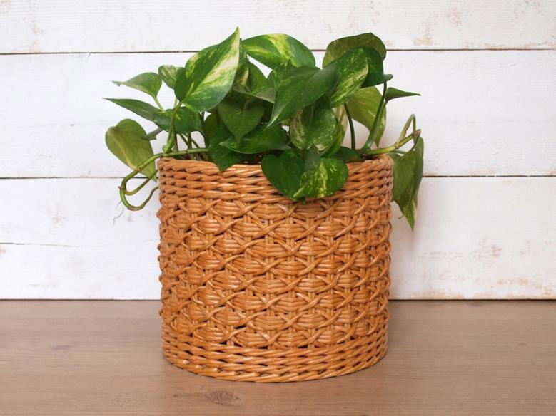 Handmade Rattan Flower Pot Planter for Boho Home Decor