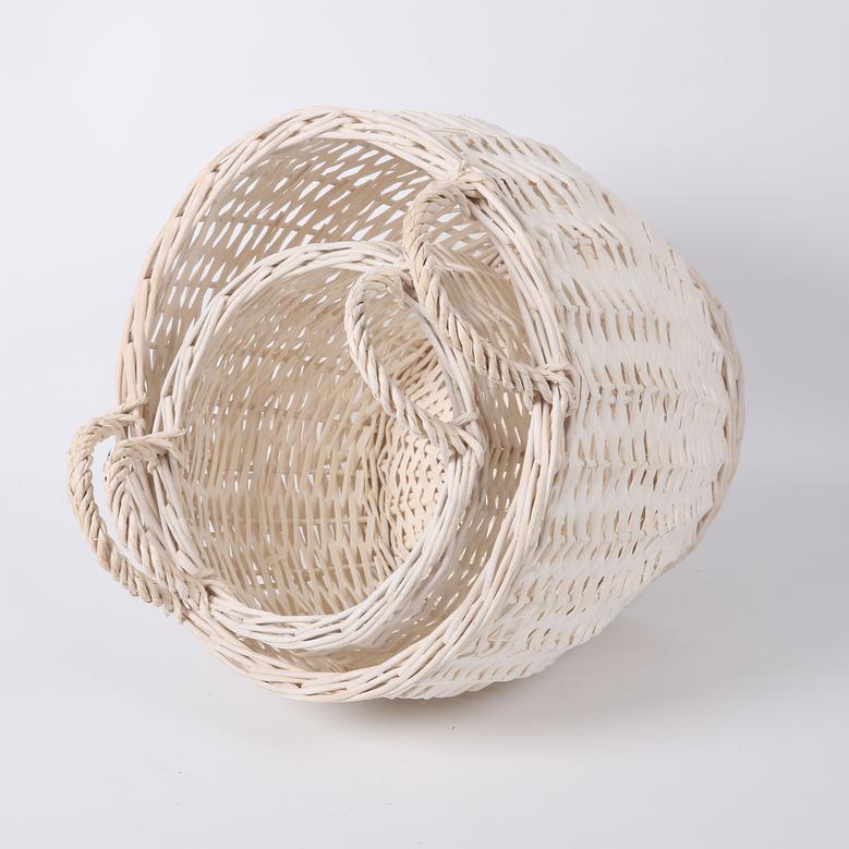 Handmade Round Wicker Hamper for Flowers, Fruits, and Gifts