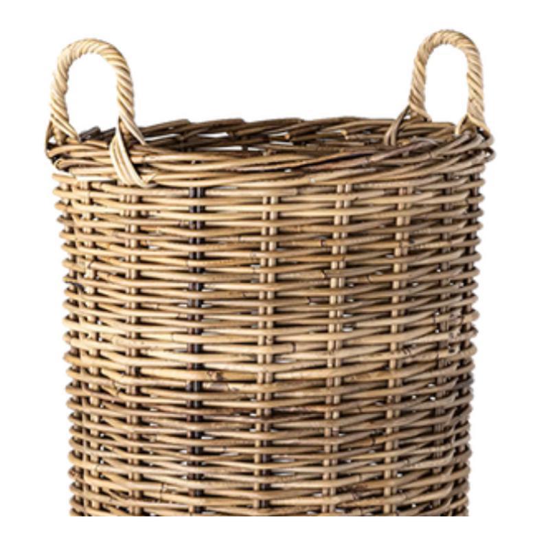 Handmade Round Woven Rattan Storage Basket for Home Decor