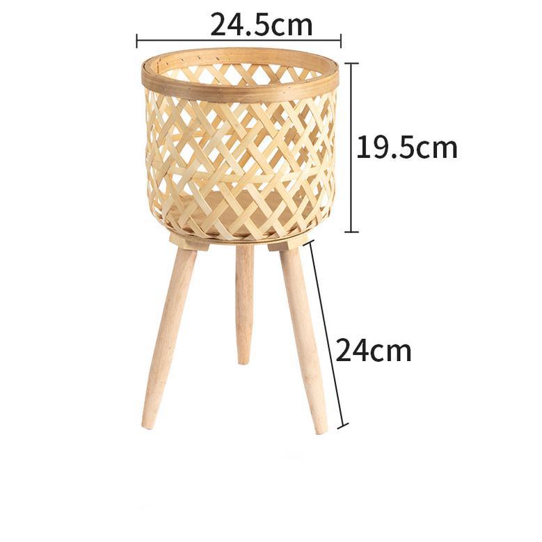 Natural Bamboo Woven Flower Basket for Living Room Decor