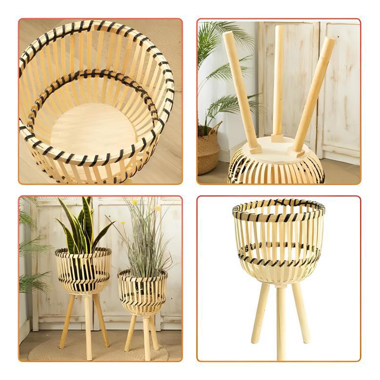 Natural Woven Rattan Basket for Flower Pots and Home Decoration