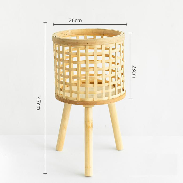 Nordic Style Woven Bamboo Flower Basket for Interior Decoration