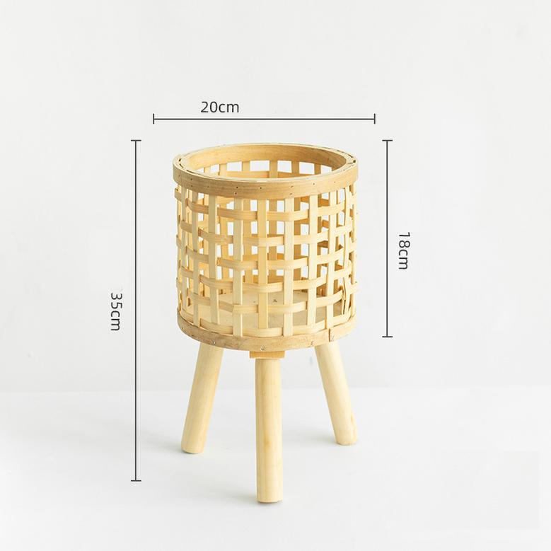 Nordic Style Woven Bamboo Flower Basket for Interior Decoration