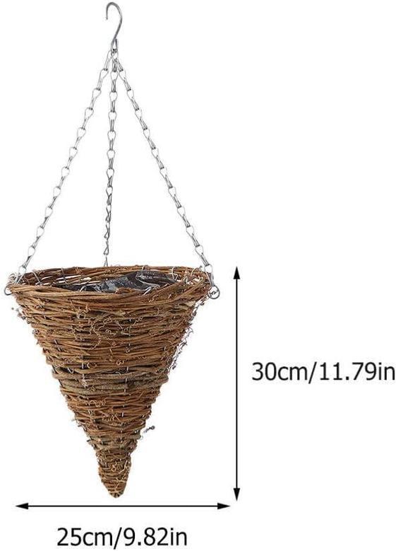 Outdoor Hanging Basket for Plants - Cone Shaped Wicker Pot