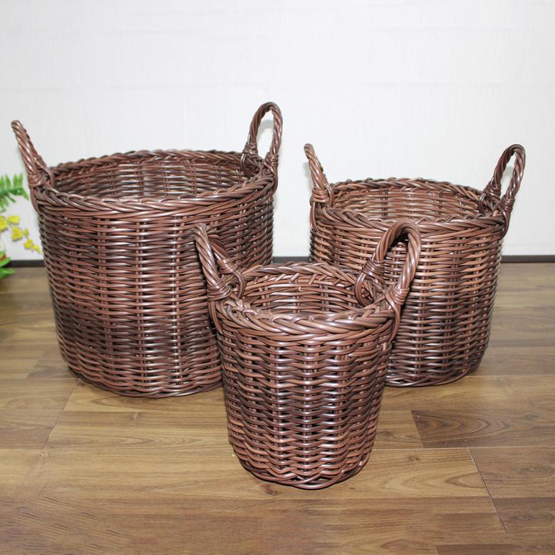 Round Collapsible Wicker Basket for Decorative Storage