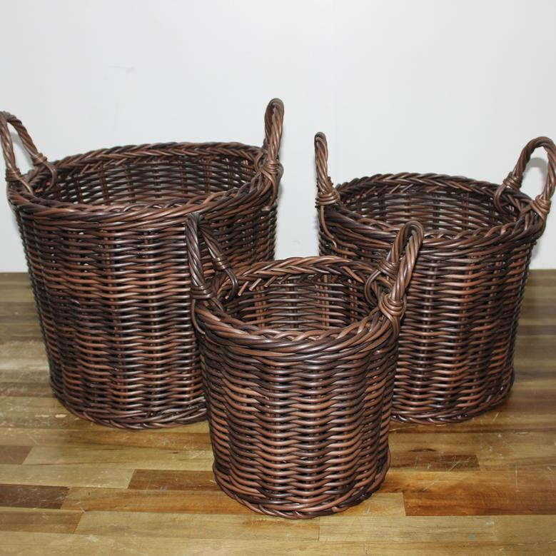 Round Collapsible Wicker Basket for Decorative Storage