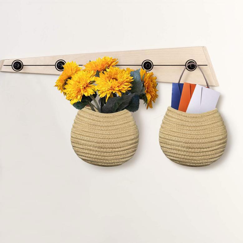 Stylish Woven Hanging Storage Basket for Plants and Kitchenware