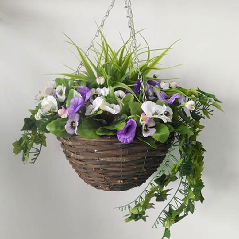 Vintage Hanging Rattan Flower Pot for Indoor Arrangements