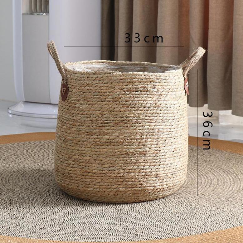 Woven Storage Basket for Green Plant Pots and Debris