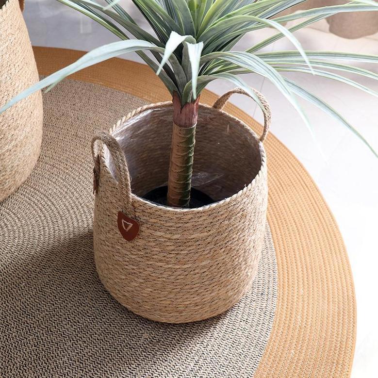 Woven Storage Basket for Green Plant Pots and Debris