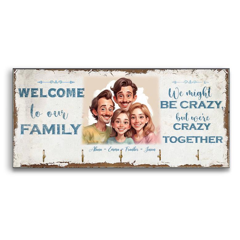 Rustic Caricature Family Key Holder for Home Decor, Funny and Unique Family Gifts