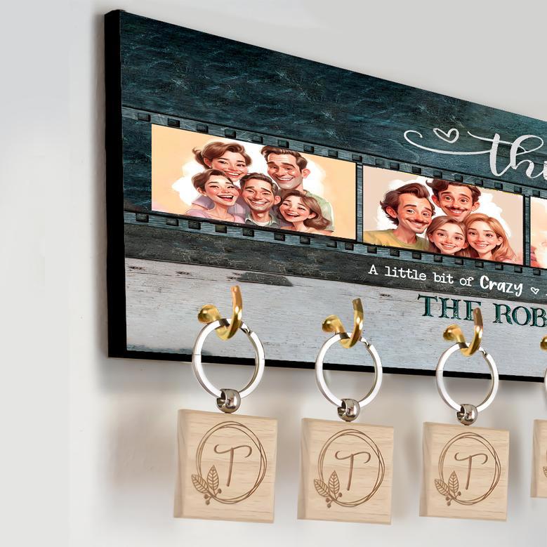 This Is Us, A Little Bit of Crazy, A Little Bit Loud, and A Whole Lot of Love - Rustic Family Key Holder for Home Decor