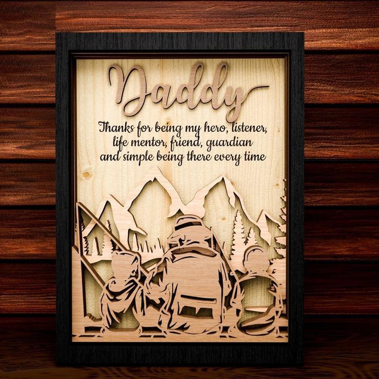 Dad and Child Fishing Layer Wood Sign - Father's day Gift