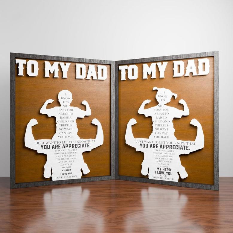 To My Dad Sign - Father’s Day Decor Gift for Dad from Son and Daughter